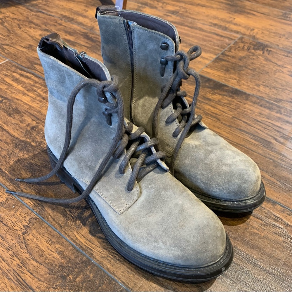 Boemos | Leather Grey Lace Up Boots Hand Made